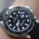 ROLEX ロレックス ヨットマスター シリーズ 自動機械式ムーブメント 防水 曜日表示 18K ホワイト ゴールド メンズ ウォッチ スイス ウォッチ 42mm ブラック ダイヤル 18K ホワイト ゴールド ケース ラバー ストラップ