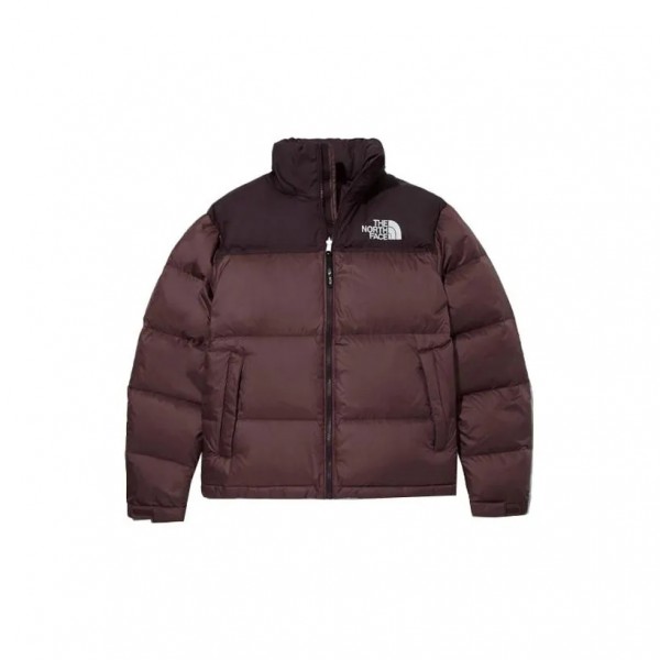 THE NORTH FACE 1996シリーズ スプライスジッパー収納フード付きダウンジャケット、男女同型、ブラウン