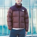 THE NORTH FACE 1996シリーズ スプライスジッパー収納フード付きダウンジャケット、男女同型、ブラウン