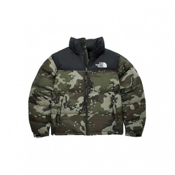 THE NORTH FACE 1996 Eco Nuptse Jacket 1996シリーズ 迷彩ステッチ コントラストカラー 防風 保温 フード付き ダウンジャケット 冬 同型 男女兼用 カーキ色