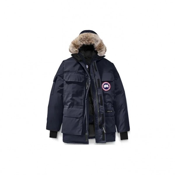 カナダグース Canada Goose エクスペディション シリーズ クラシック エクスペディション スタイル ファー襟 取り外し可能 ミドル丈 パーカー 防風 防水 暖かい ダウン ジャケット 冬 ネイビー ブルー