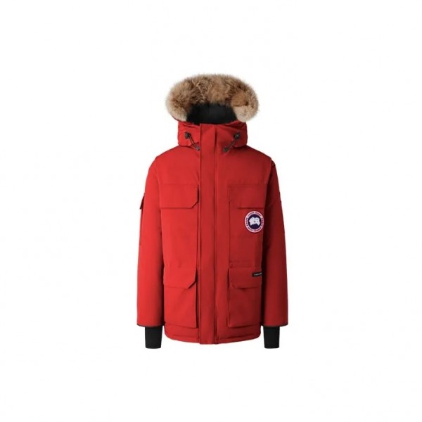 Canada Goose カナダグース フュージョンフィット エクスペディション エクスペディションスタイル ファー衿取り外し可能 ミドル丈パーカー ダウンジャケット 冬 レッド