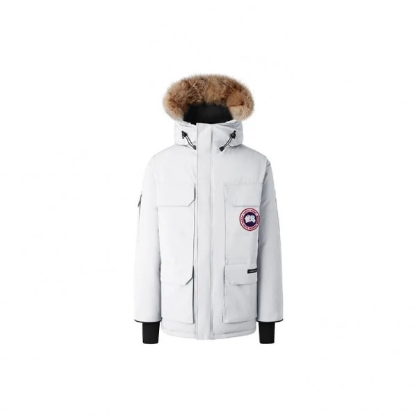 カナダグース Canada Goose Fusion Fit Expedition エクスペディションシリーズ ロゴワッペン フード付き ジッパー 長袖 ダウンジャケット アジアンバージョン 冬 男女同風 ホワイト