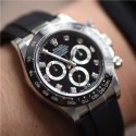 ROLEX コスモグラフ デイトナ 機械式ムーブメント - 自動機械式ムーブメント 100 メートル防水 メンズ ウォッチ スイス時計 40mm ブラック ダイヤル 18K ホワイト ゴールド ケース ラバーストラップ